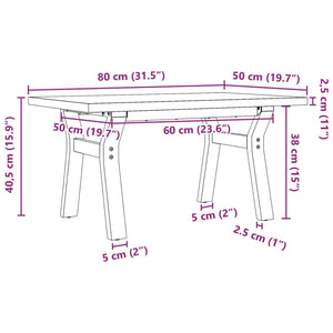 vidaXL Table basse à piètement en Y 80x50x40,5 cm en bois de pin massif et acier