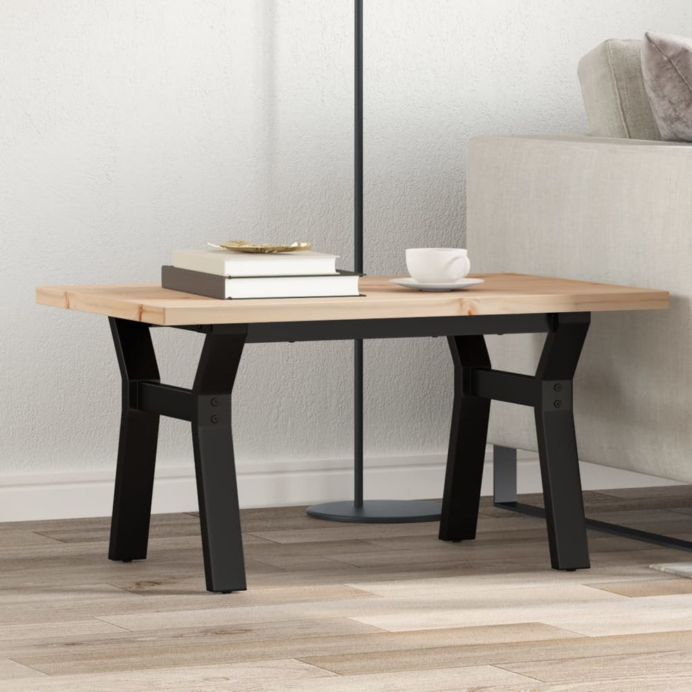 vidaXL Table basse à piètement en Y 80x50x40,5 cm en bois de pin massif et acier