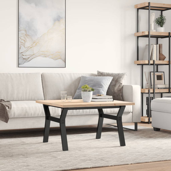 vidaXL Table basse à piètement Y 80x80x45,5cm Bois de pin massif et Acier