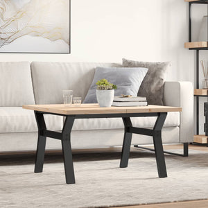 vidaXL Table basse à piètement Y 80x80x45,5cm Bois de pin massif et Acier
