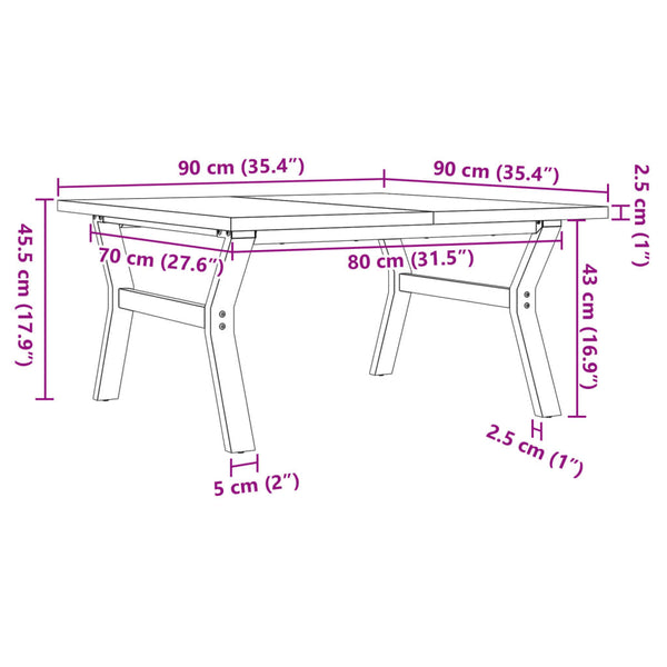 Couchtisch Kiefer Massivholz 90x90 cm