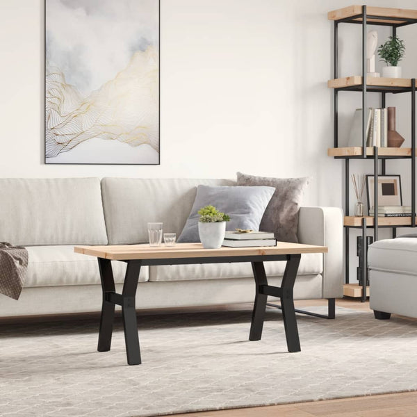 Couchtisch Kiefer Massivholz Stahl Y-Gestell 100x50 cm