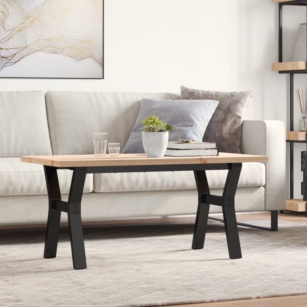 vidaXL Table basse à piètement en Y 100x50x45,5 cm Bois de pin massif Acier