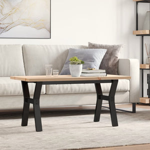 Couchtisch Kiefer Massivholz Stahl Y-Gestell 100x50 cm