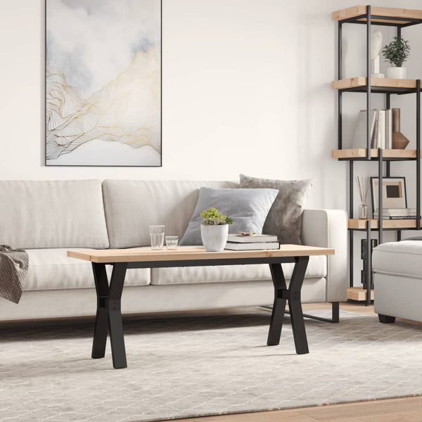 vidaXL Table basse piètement en Y 110x40x45,5 cm Bois de pin massif Acier