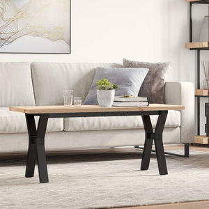 vidaXL Table basse piètement en Y 110x40x45,5 cm Bois de pin massif Acier