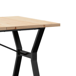vidaXL Table de salle à manger piètement en Y 140x80x75,5 cm en pin massif et acier