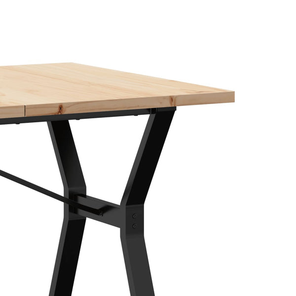 vidaXL Table de salle à manger piètement en Y 140x80x75,5 cm en pin massif et acier