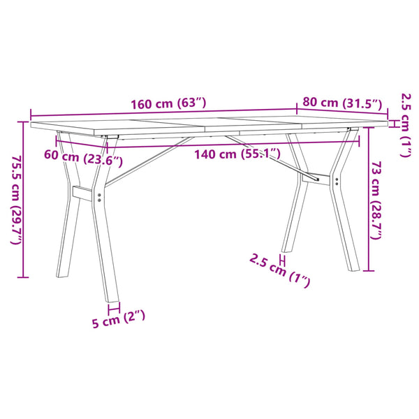 Esstisch Kiefer Massivholz & Stahl 160cm