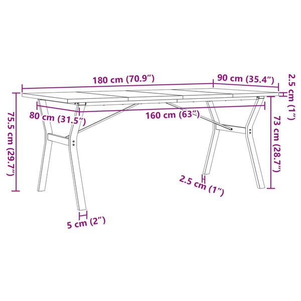 Esstisch Kiefer Massivholz & Stahl, 180 cm