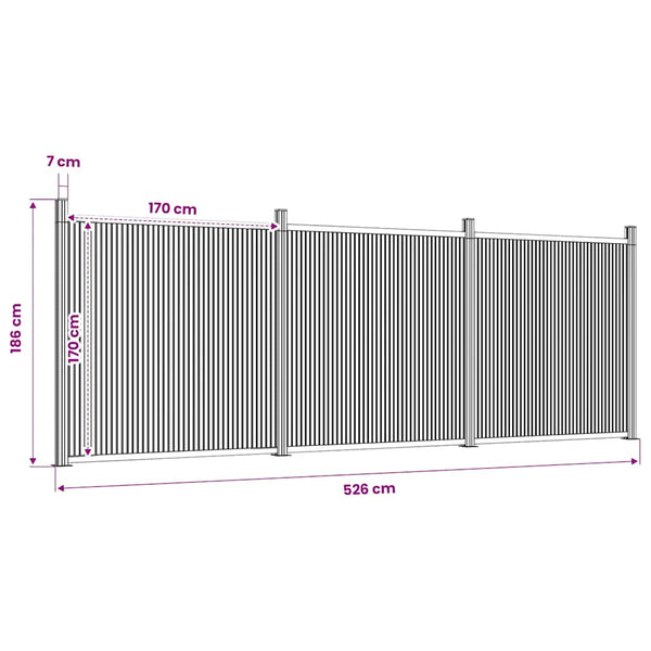 Graues WPC Zaunelement 526x186 cm