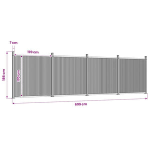 Graues WPC Zaunelement 699x186 cm