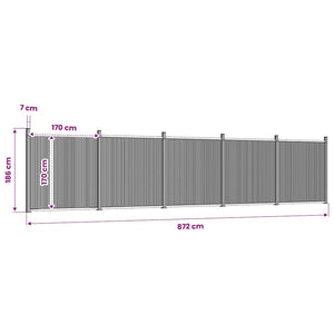 WPC Zaunelement Grau 872x186 cm
