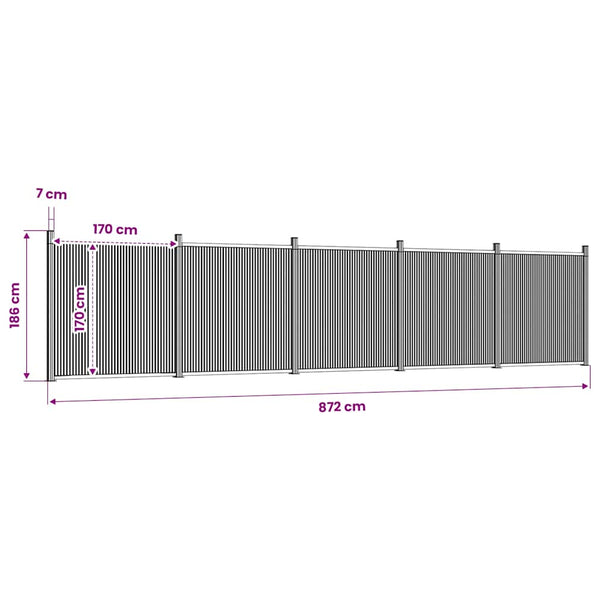 WPC Zaunelement Grau 872x186 cm