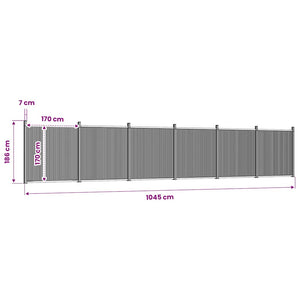 Graues WPC Zaunelement 104,5x186 cm