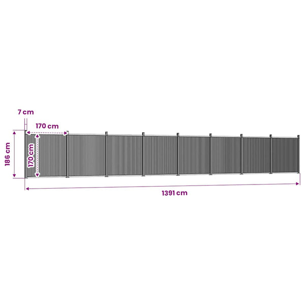 Graues WPC Zaunelement 1391x186 cm