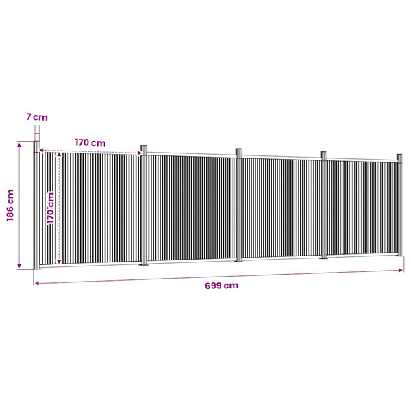 WPC Zaunelement Braun 699x186 cm