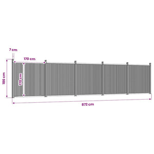 WPC Zaunelement Braun 872x186 cm