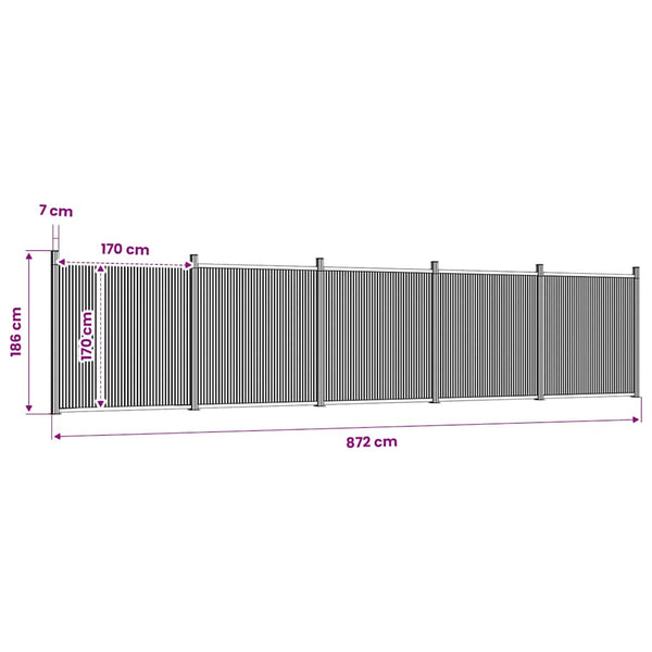 WPC Zaunelement Braun 872x186 cm