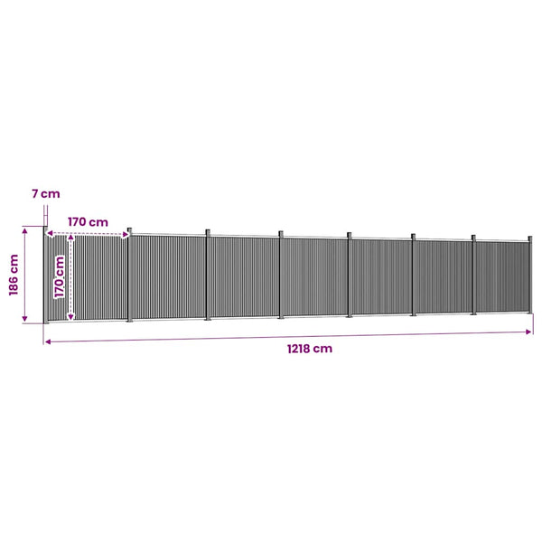 WPC Zaunelement Braun 1218x186 cm