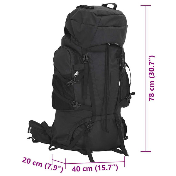 80L Wanderrucksack Schwarz Oxford-Gewebe