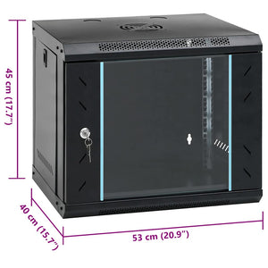 9HE Wandmontierter Netzwerkschrank 19" IP20 53x40x45 cm