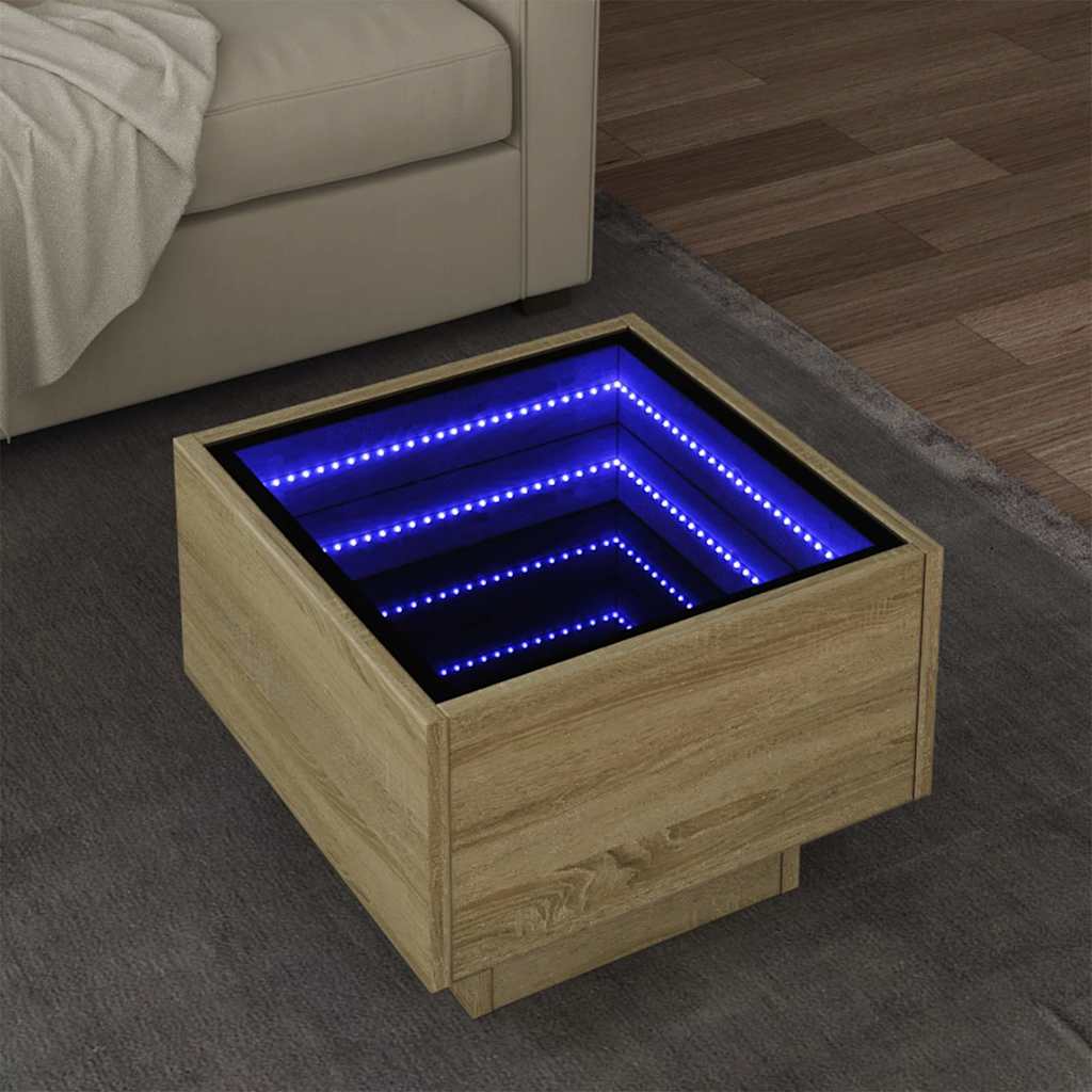 LED Beistelltisch Sonoma Eiche 40x40x30 cm