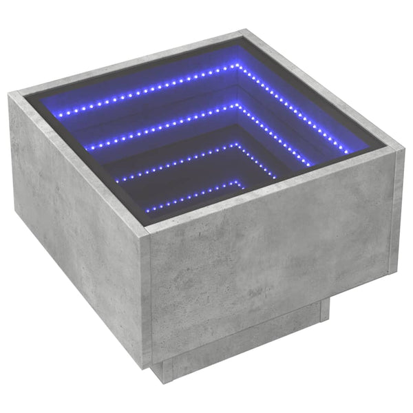 vidaXL Table d'appoint avec LED Gris béton 40x40x30 cm Bois d'ingénierie