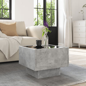 vidaXL Table d'appoint avec LED Gris béton 40x40x30 cm Bois d'ingénierie
