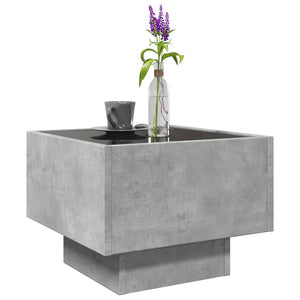 vidaXL Table d'appoint avec LED Gris béton 40x40x30 cm Bois d'ingénierie