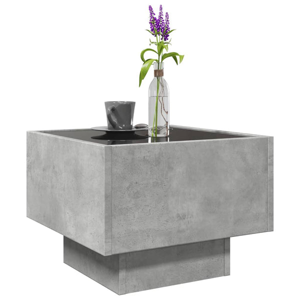 vidaXL Table d'appoint avec LED Gris béton 40x40x30 cm Bois d'ingénierie