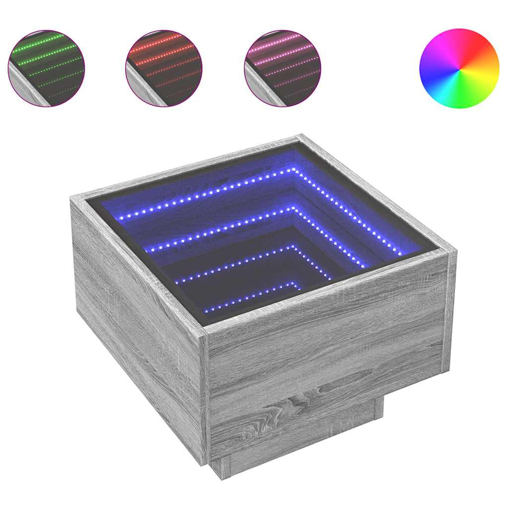 LED Beistelltisch Grau Sonoma 40x40 cm