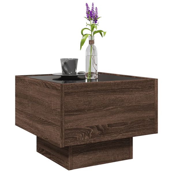 LED Beistelltisch Braun Eichenoptik 40x40 cm