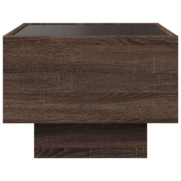LED Beistelltisch Braun Eichenoptik 40x40 cm