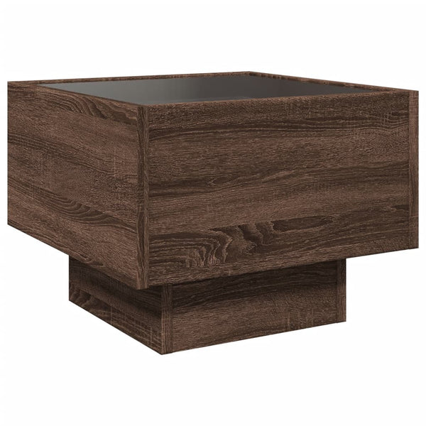 LED Beistelltisch Braun Eichenoptik 40x40 cm