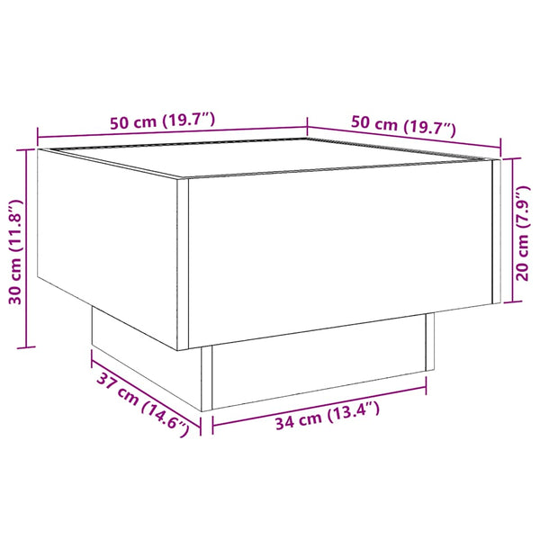 LED Couchtisch Weiß 50x50 cm