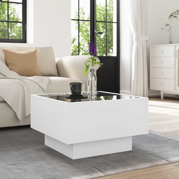 LED Couchtisch Weiß 50x50 cm