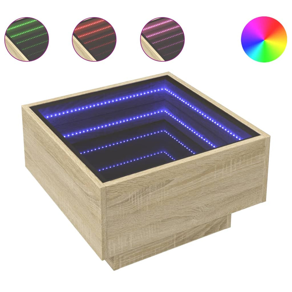 LED Couchtisch Sonoma Eiche 50x50 cm
