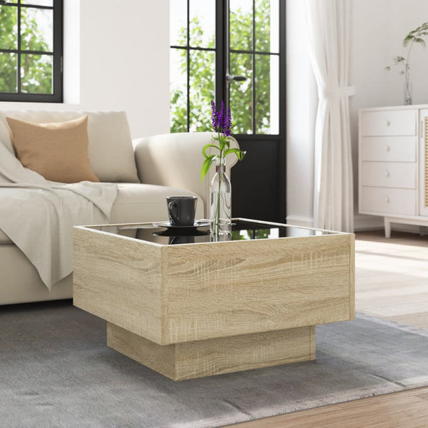 LED Couchtisch Sonoma Eiche 50x50 cm