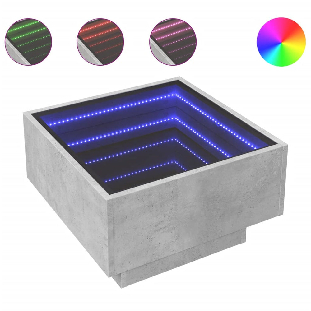 LED Couchtisch Betongrau 50x50 cm