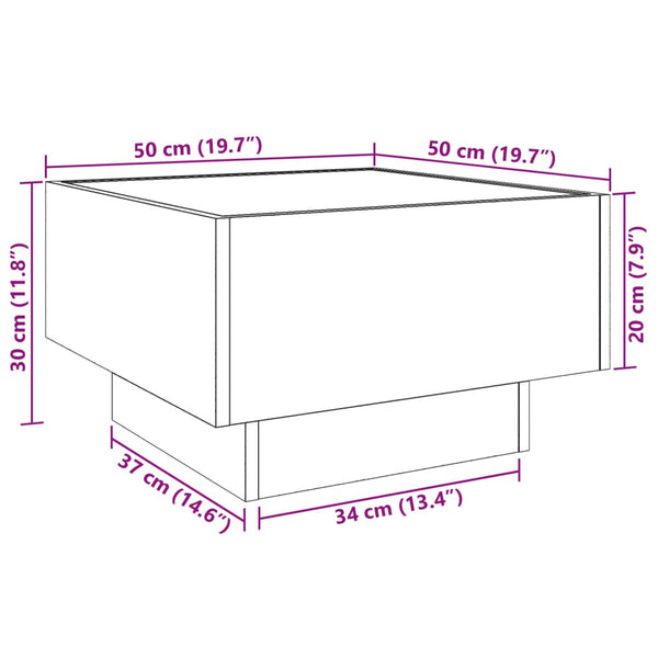 LED Couchtisch Betongrau 50x50 cm