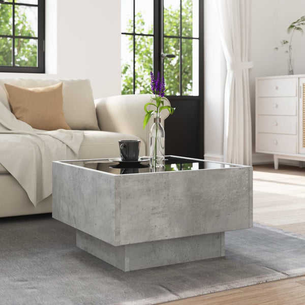 LED Couchtisch Betongrau 50x50 cm