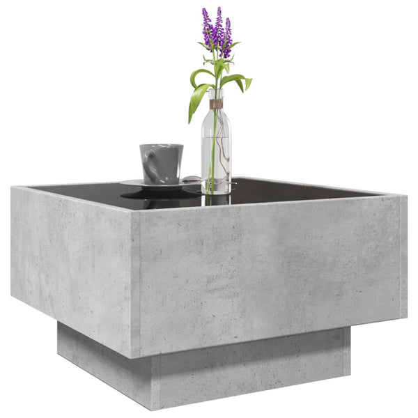 LED Couchtisch Betongrau 50x50 cm