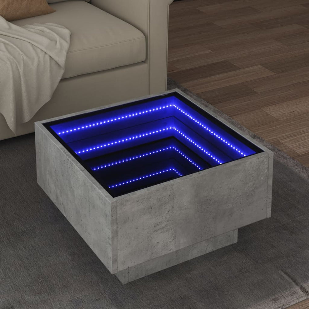 LED Couchtisch Betongrau 50x50 cm