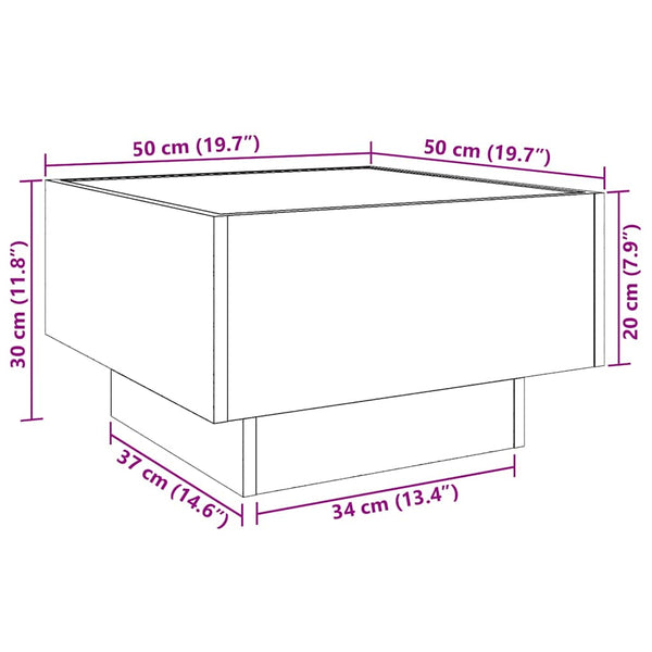 LED Couchtisch Grau Sonoma 50x50 cm