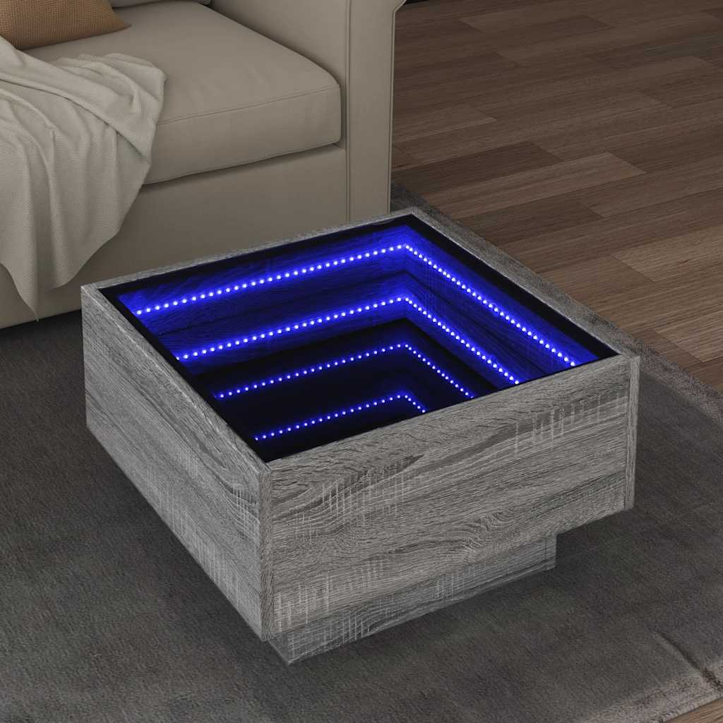 LED Couchtisch Grau Sonoma 50x50 cm
