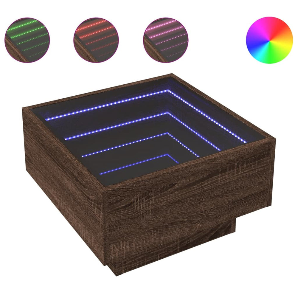 LED Couchtisch Eichenoptik 50x50 cm