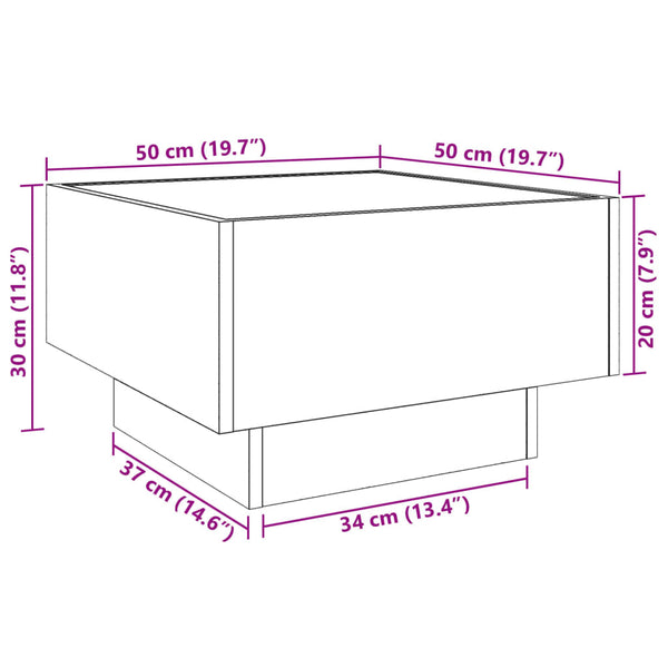 LED Couchtisch Eichenoptik 50x50 cm