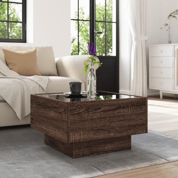 LED Couchtisch Eichenoptik 50x50 cm