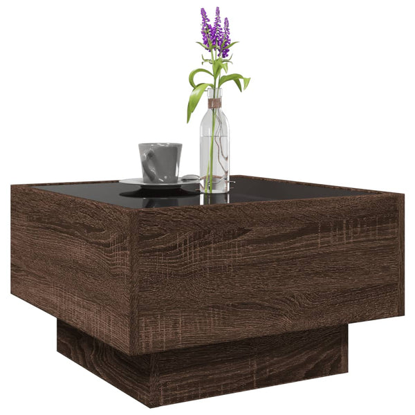 LED Couchtisch Eichenoptik 50x50 cm